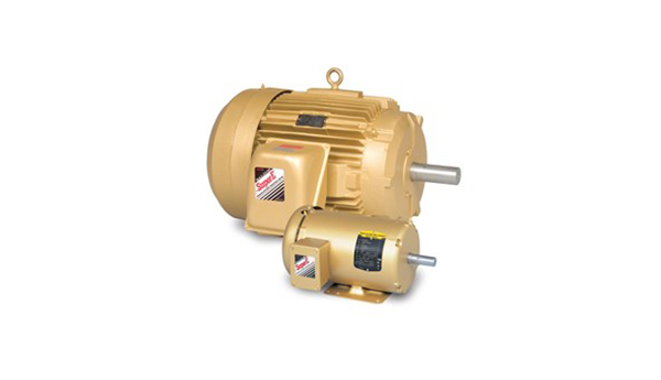 Industrial electric motor with dual shaft ends on a white background by Air Centers of Florida.