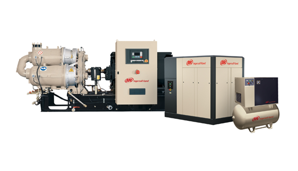 A set of industrial air compressors of varying sizes from Air Centers of Florida, designed for high-capacity air generation and sustained use in demanding environments.