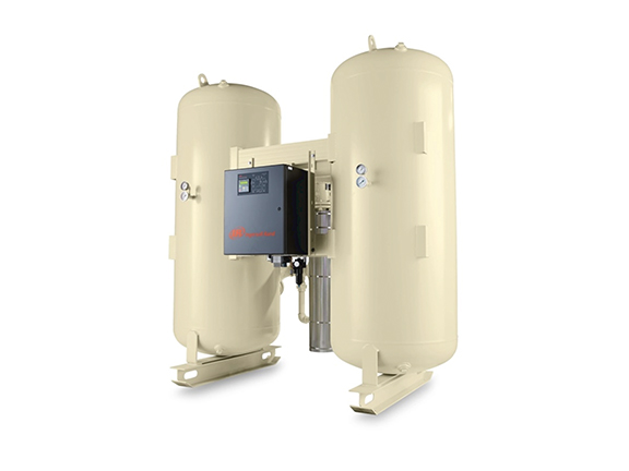 Industrial air compressor system with dual tanks and an electric control panel from Air Centers of Florida.