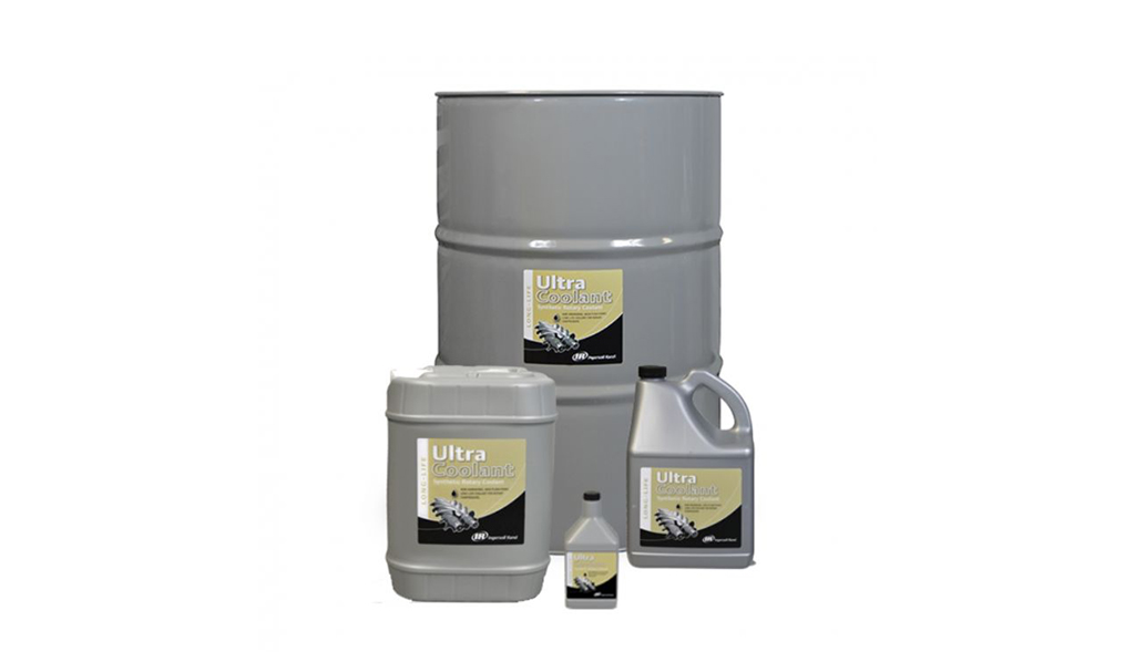A range of Air Centers of Florida ultra coating products displayed in different sizes, including a large barrel, a medium-sized container, and a smaller jug and bottle, all with consistent branding and grey labels featuring