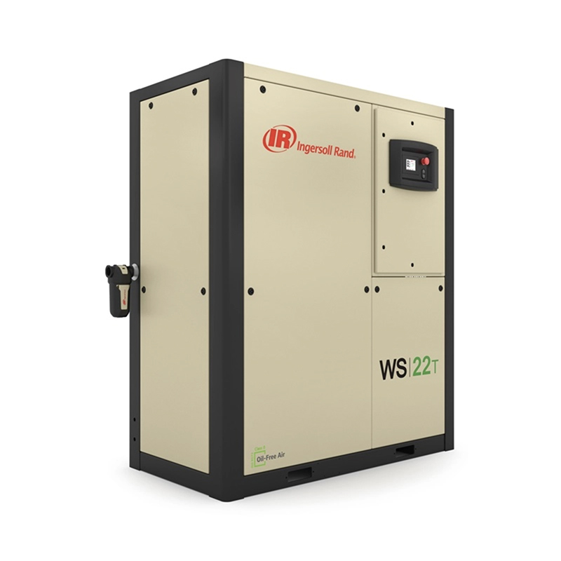 An Ingersoll Rand industrial air compressor unit with model number WS22 from Air Centers of Florida standing against a white background.
