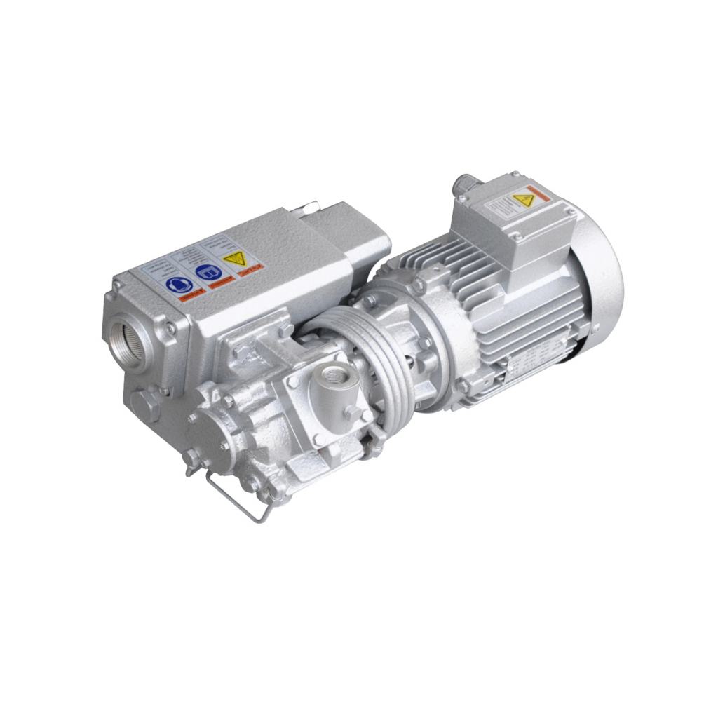 Oil-sealed rotary vane vacuum pump with motor assembly