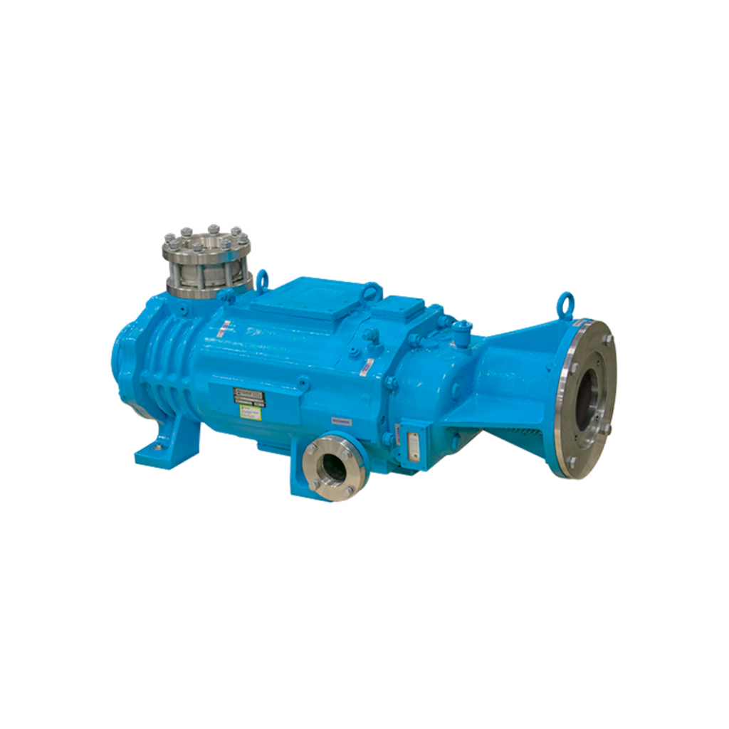 Kinney dry screw vacuum pump with horizontal skid-mounted industrial design