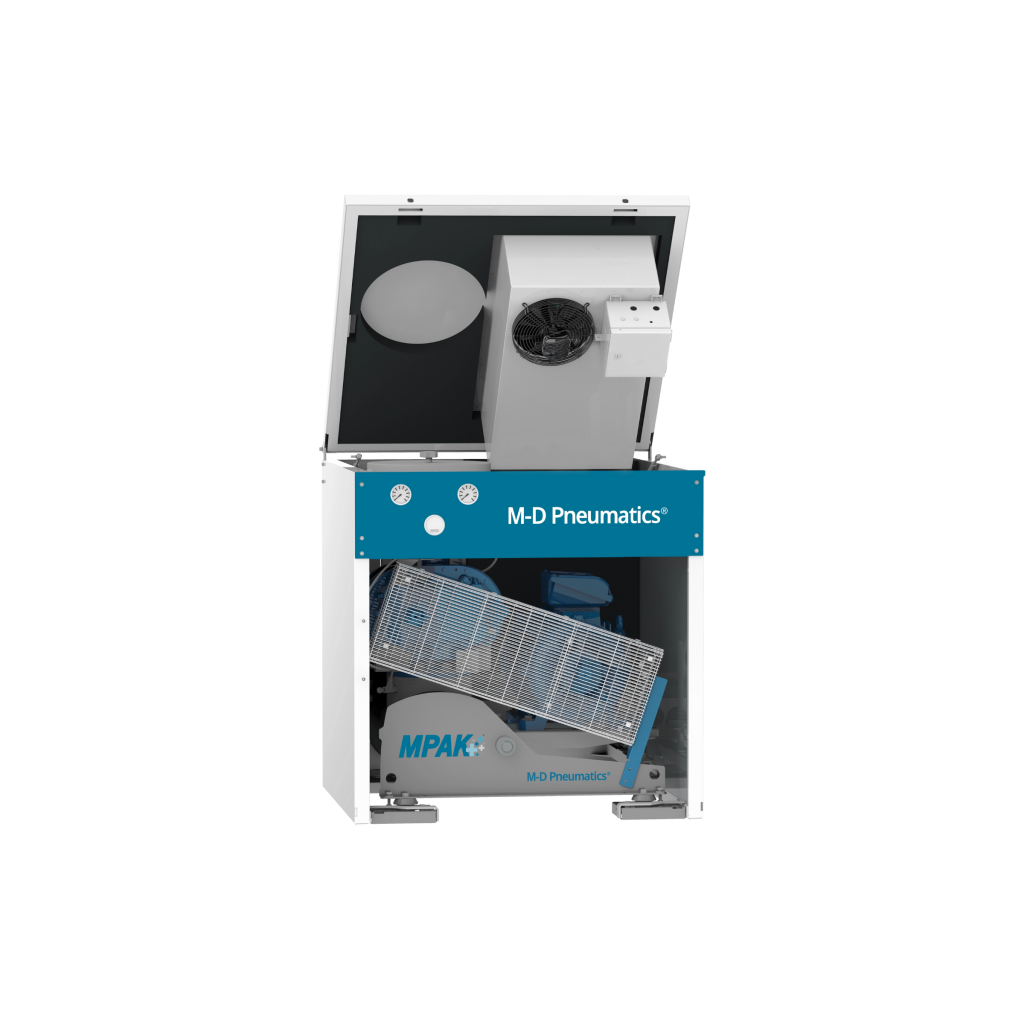 M-D Pneumatics MPAK positive displacement blower with enclosure open
