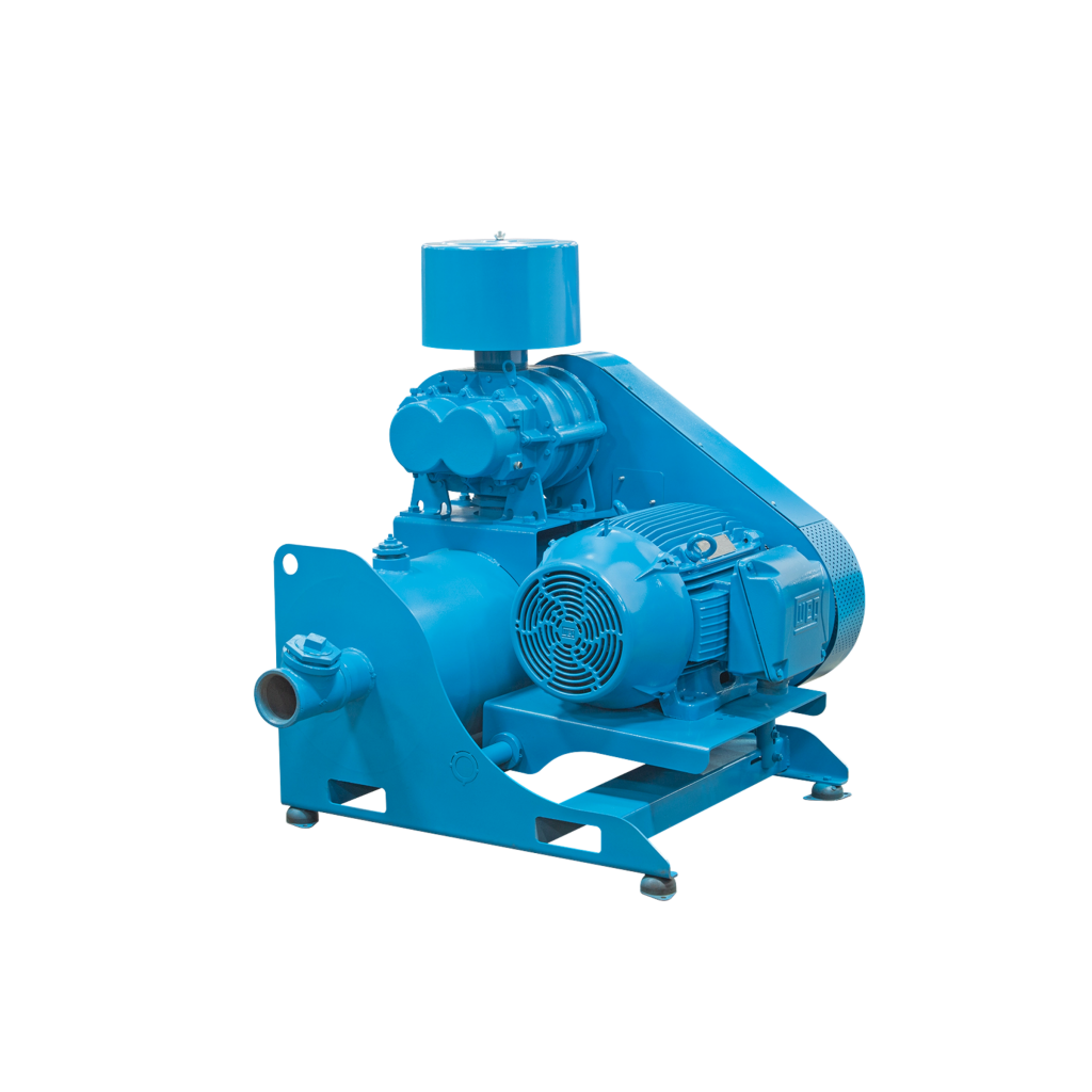 M-D Pneumatics positive displacement rotary lobe blower on open skid