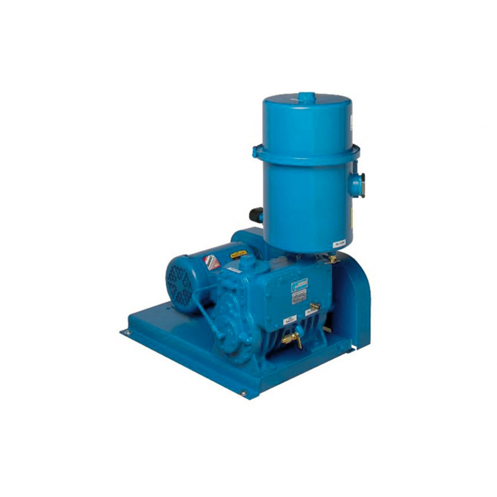 Oil-sealed rotary piston vacuum pump system for industrial vacuum use